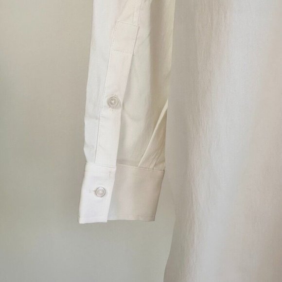 Athleta Womens Oversized Poplin Top Size Medium White Performance Pockets New - Picture 7 of 16